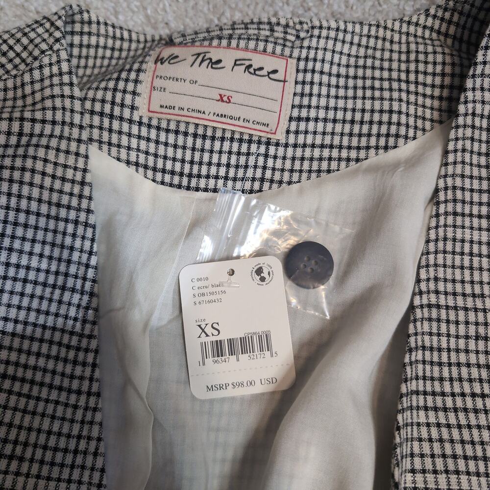 Check Pattern Button Front Free People Vest - Picture 3 of 5